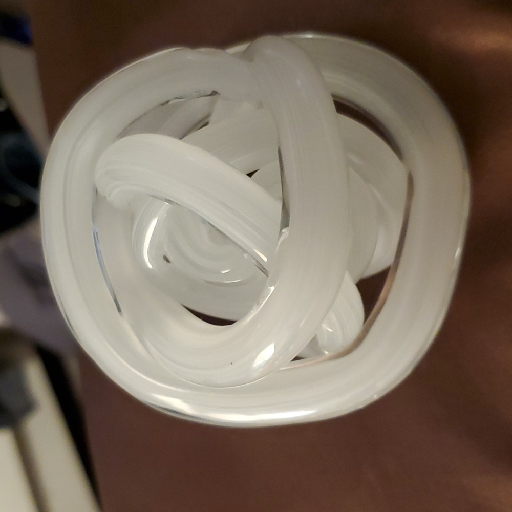 Hand-blown white glass sculpture